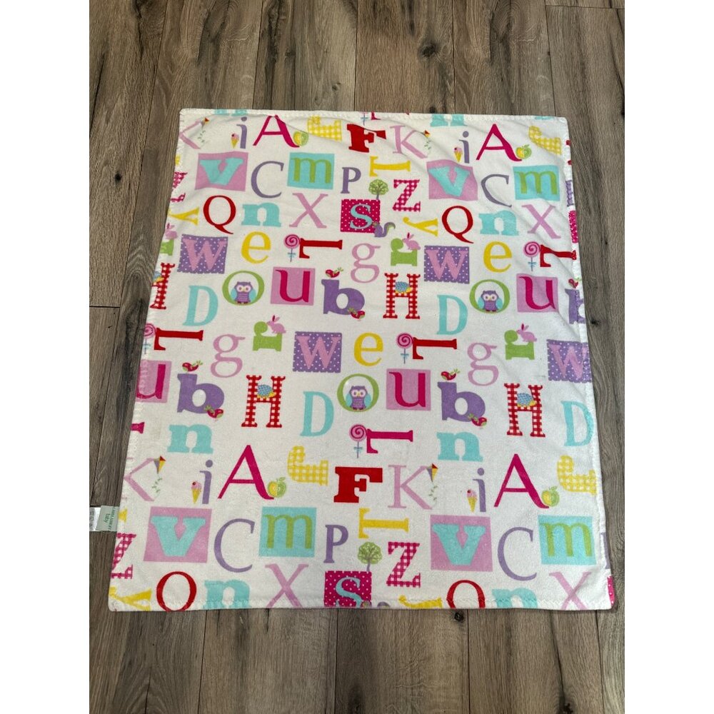 Laura Ashley Baby Alphabet ABC Letters Print Reversible Blanket 31" x 35" Soft P